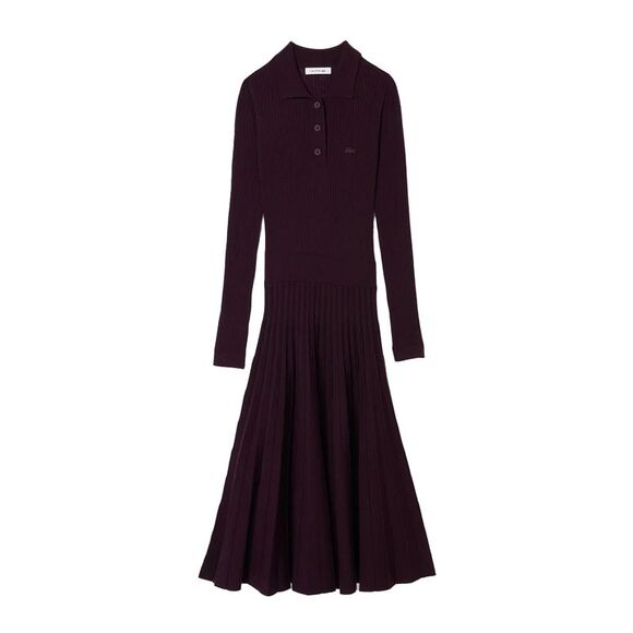 Lacoste Tops - Lacoste Womens/Ladies Wool Long-Sleeved Polo Shirt Dress / Brown